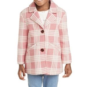 2/$20! Plaid Pink and Cream Coat